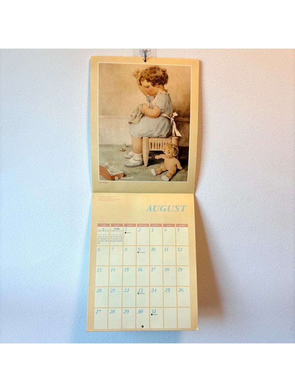 1989 Bessie Pease Gutmann Vintage Wall Calendar Unused Complete 12 Month Nursery